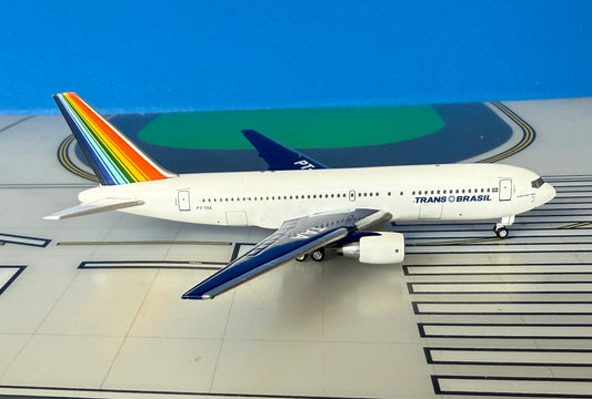 Trans Brasil Boeing 767-200 PT-TAA 1990s colors, Dark Blue Wings 1:400 scale diecast Aeroclassics