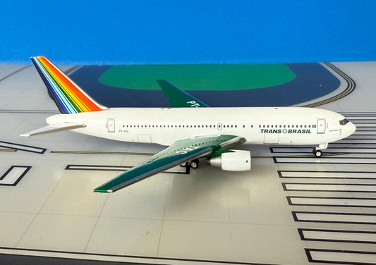 Trans Brasil Boeing 767-200 PT-TAC 1990s colors, Green wings 1:400 scale diecast Aeroclassics