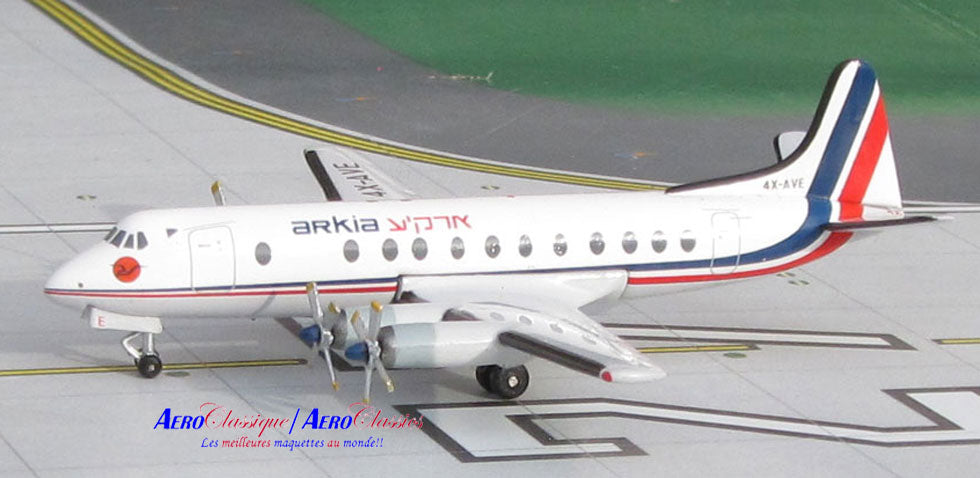 Arkia Israel Viscount 831 4X-AVE 1990s colors 1:400 scale diecast Aeroclassics