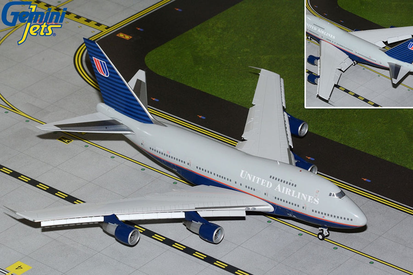 United Boeing 747SP N145UA BattleShip flaps down 1:200 scale diecast GeminiJets