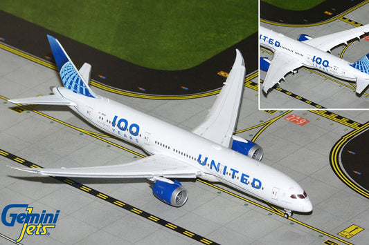 United Boeing 787-9 N61101 100 yearsFlaps Down 1:400 scale diecast GeminiJets