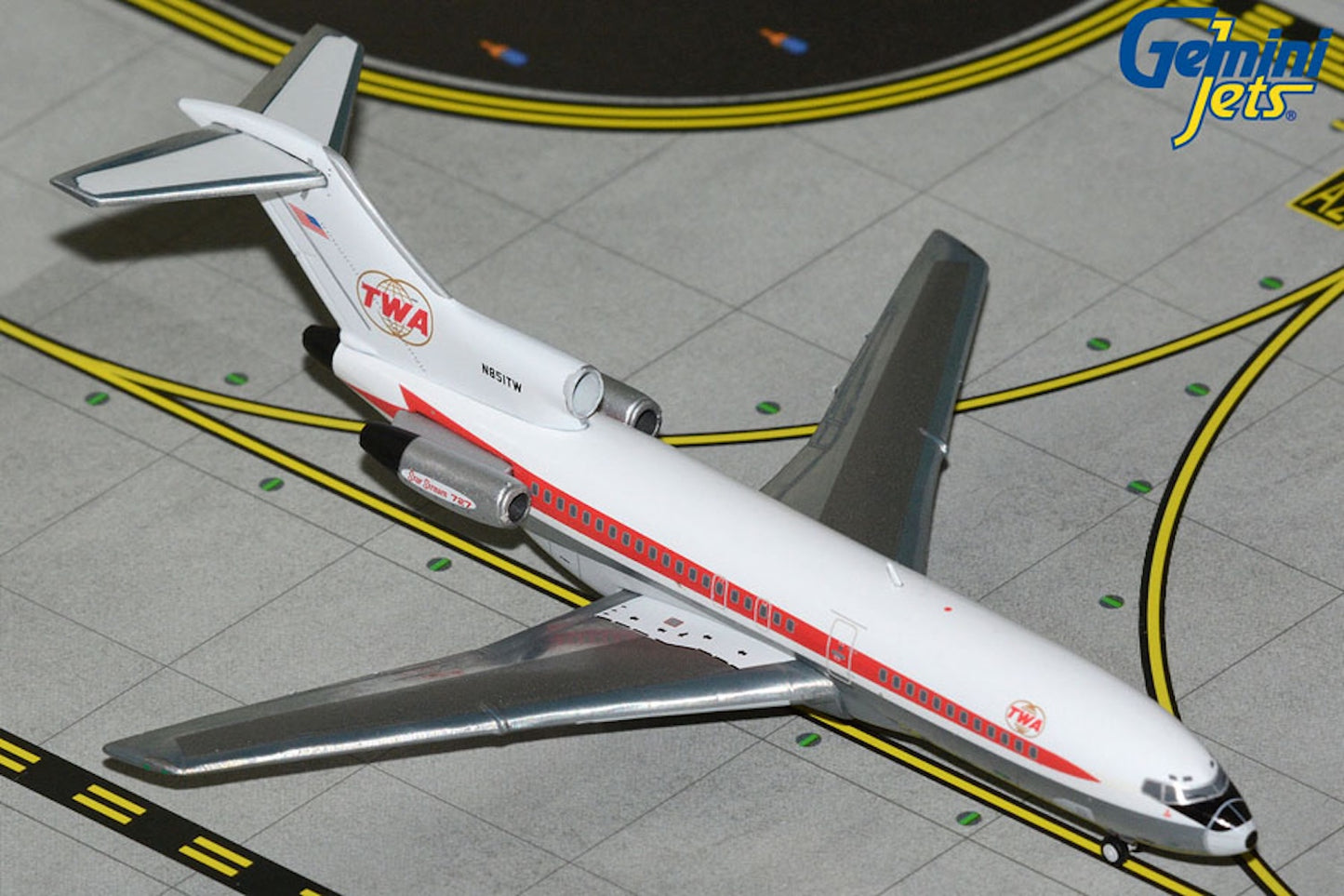 TWA Boeing 727-31 N851TW Twin Globe 1:400 scale diecast GeminiJets