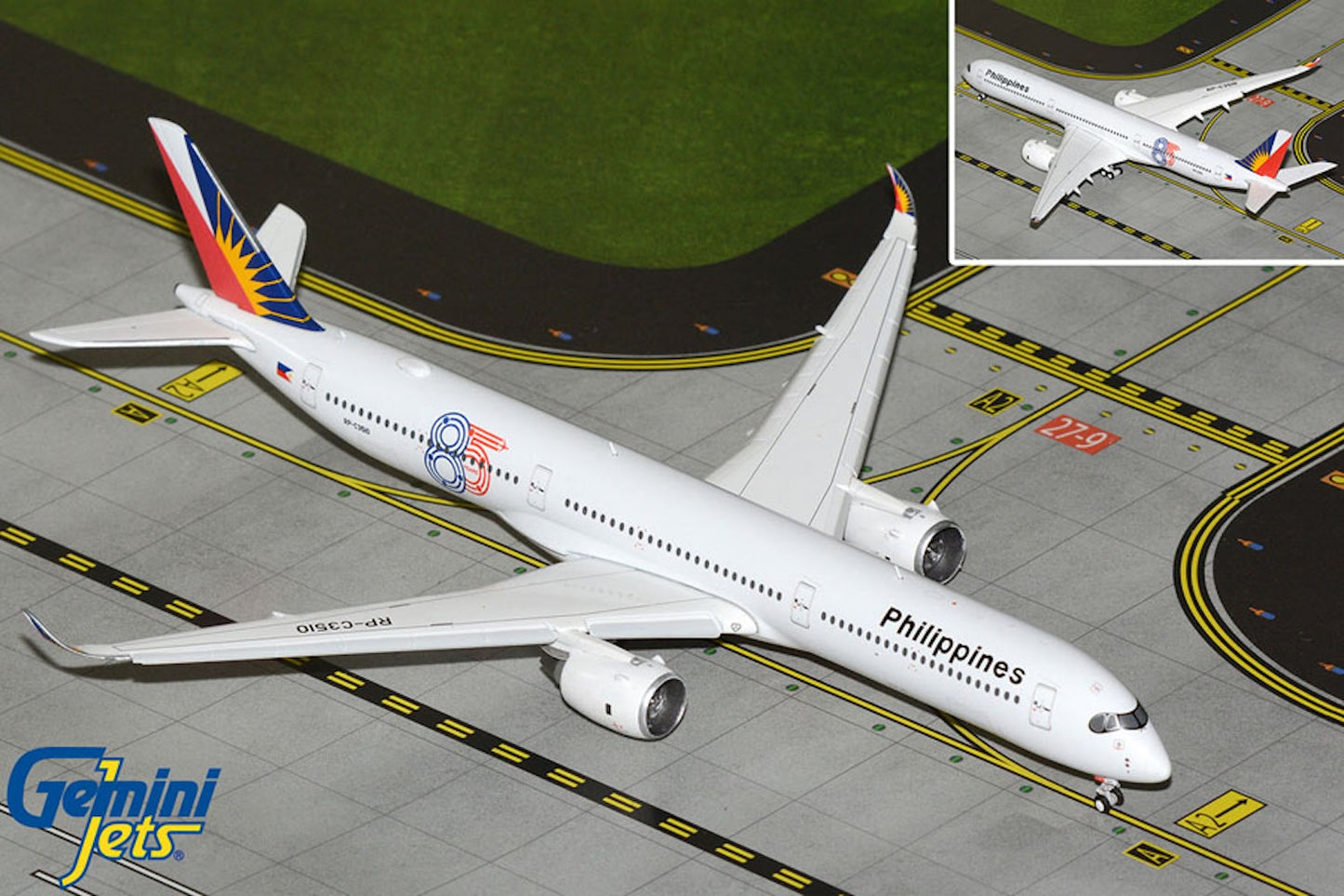 Philippines Airbus A350-1000 RP-C3510 85th flaps down 1:400 diecast GeminiJets