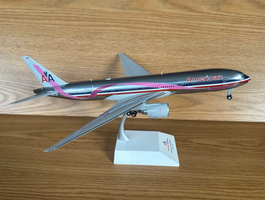 American Boeing 777-200LR N759AN old colors, pink ribbon 1:200 scale diecast JC Wings