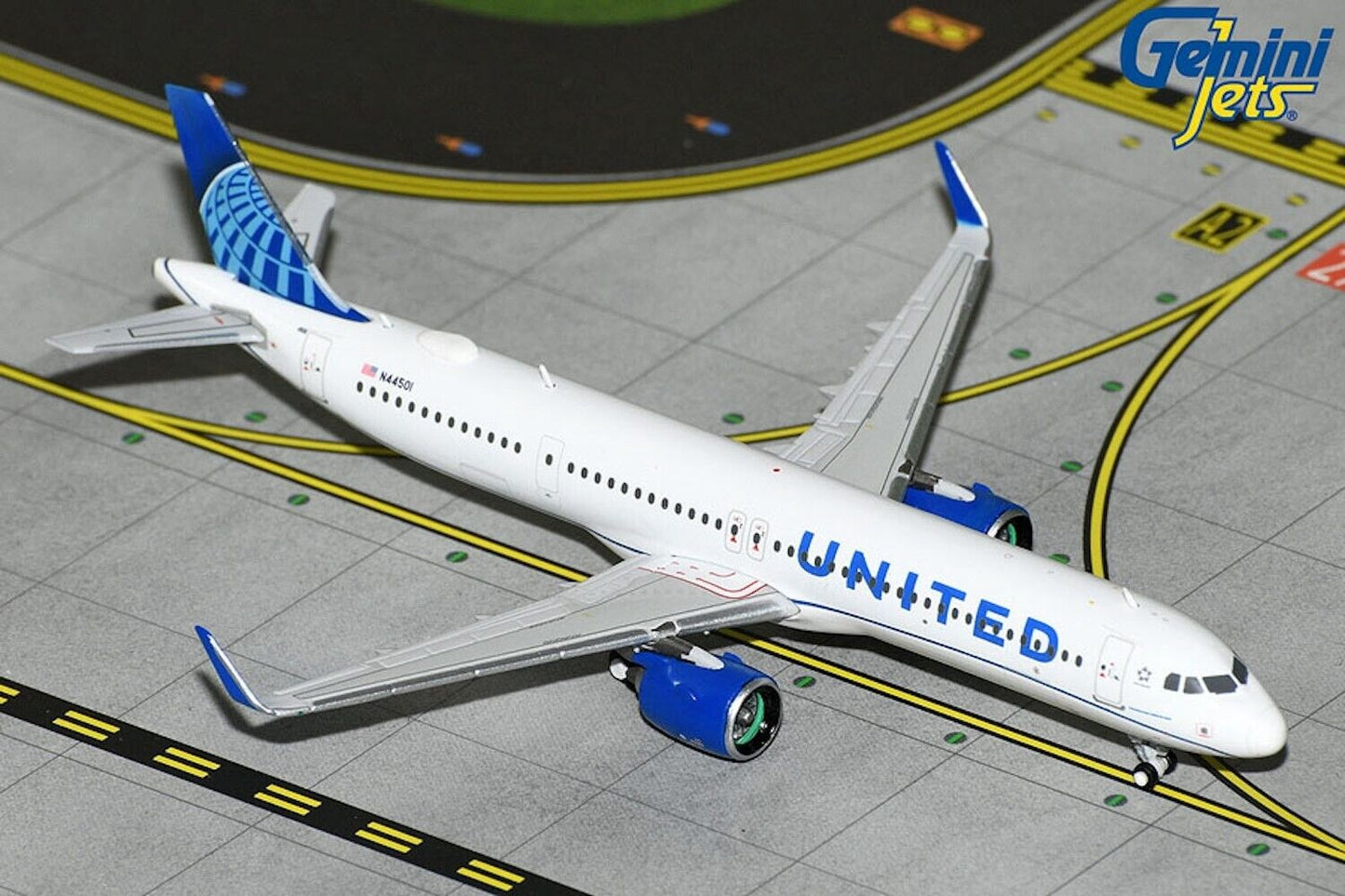 United Airbus A321Neo N44501 Current colors 1/400 scale diecast GeminiJets