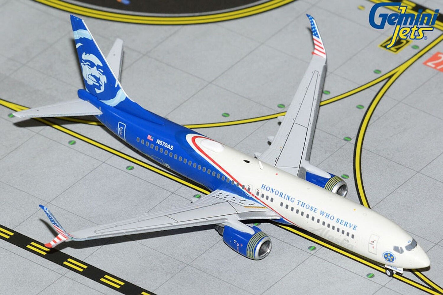 Alaska Boeing 737-800/Scimitar N570AS Honoring 1/400 scale diecast Gemini Jets