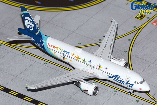 Alaska Airbus A320-214 N854VA Fly with Pride 1/400 scale diecast Gemini Jets