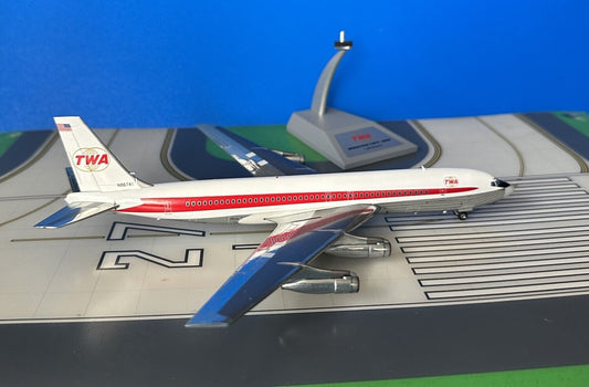 TWA Boeing 707-100B N86741 Twin Globes colors 1/200 scale diecast Inflight