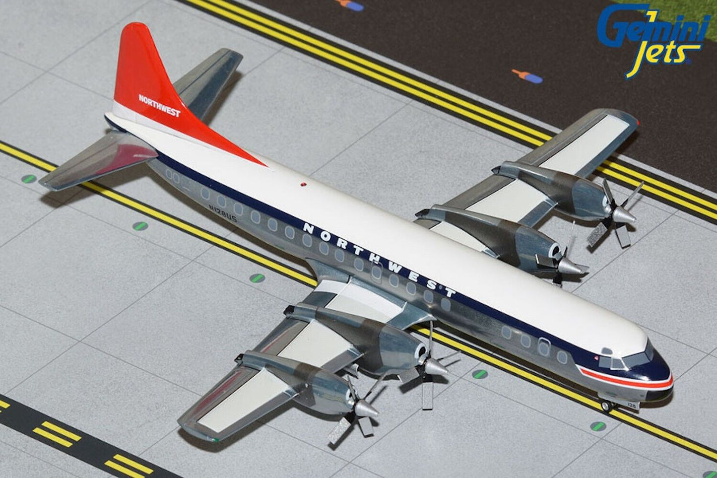 Northwest Lockheed L-188A Electra N128US 1960s 1/200 scale diecast GeminiJets